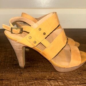 Franco Sarto high heel. Camel suede with brass rivets. Worn once. Size 10